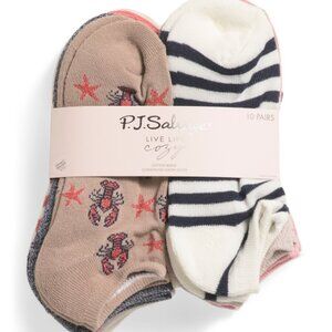 PJ SALVAGE 10pk Coastal Lobsters Half Cushion No Show Socks NIP